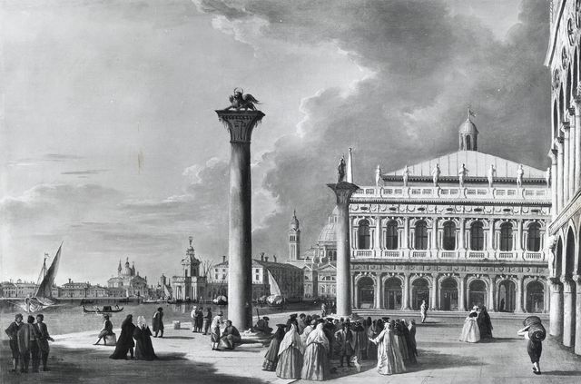 Anonimo — Anonimo - sec. XVIII - Veduta di Venezia con la Piazzetta verso la punta della Dogana — insieme